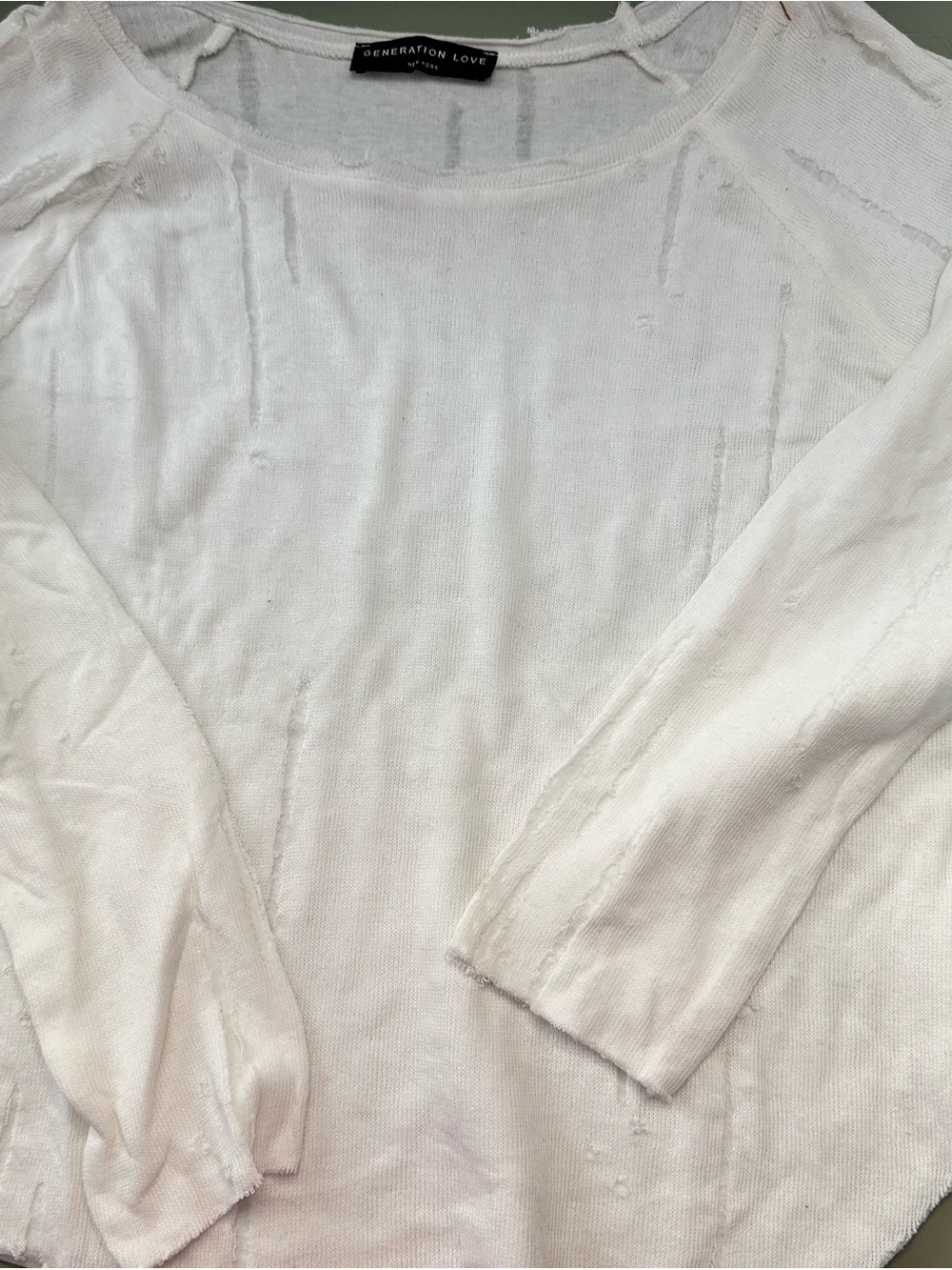 Generation Love White Distressed long sleeve Tee